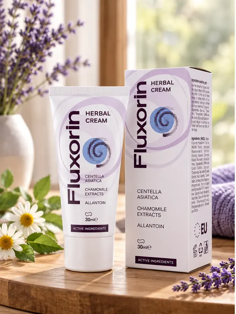 Fluxorin Herbal Cream v umirjeni wellness postavitvi